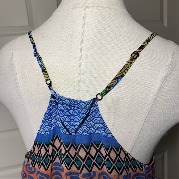 eight Sixty Easy Breezy Multicolor Tribal Print Maxi Dress Beads Collar Size S - Picture 8 of 10